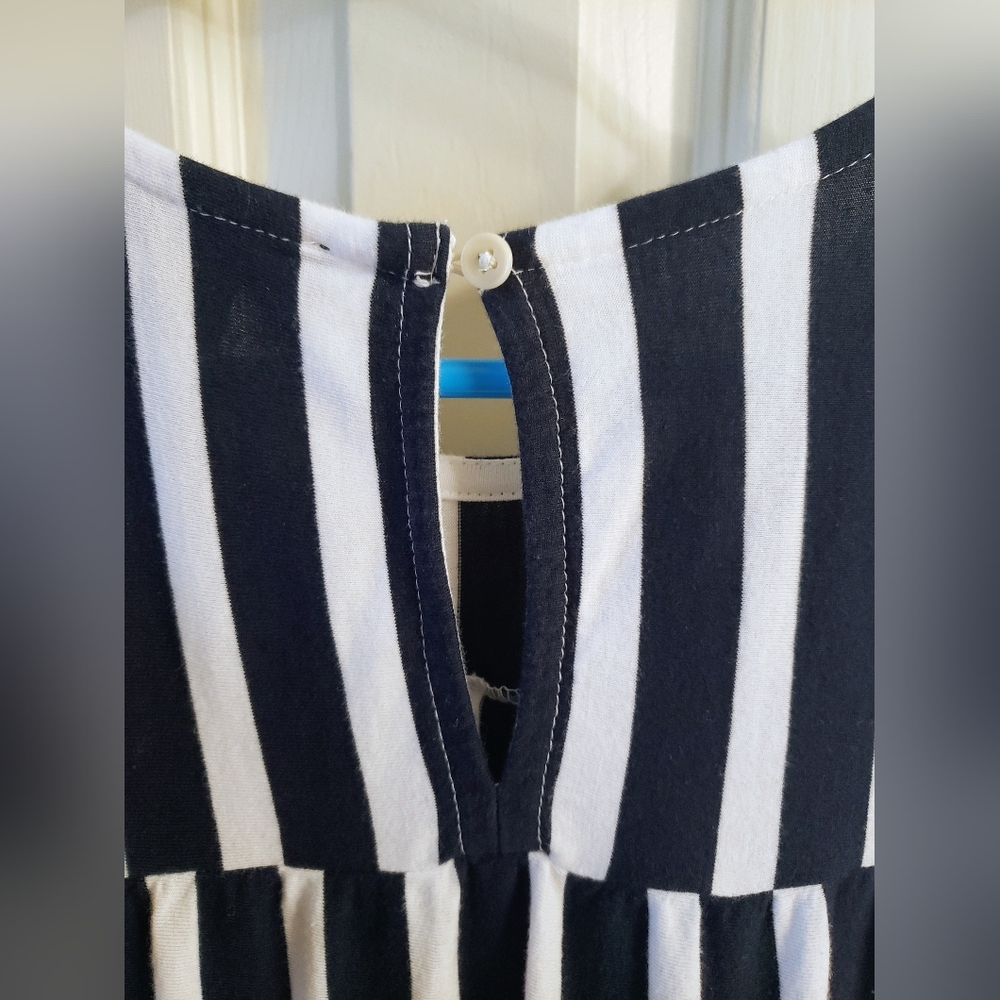 J. Crew Navy And White Striped Tiered Midi Dress - Picture 8 of 10